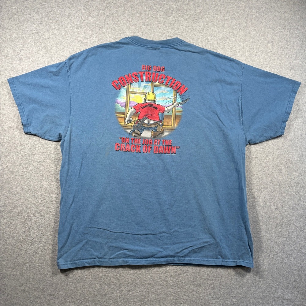 Big Dogs T-Shirt Mens XL? Blue Construction Graphic On The Job Crack Of Dawn
